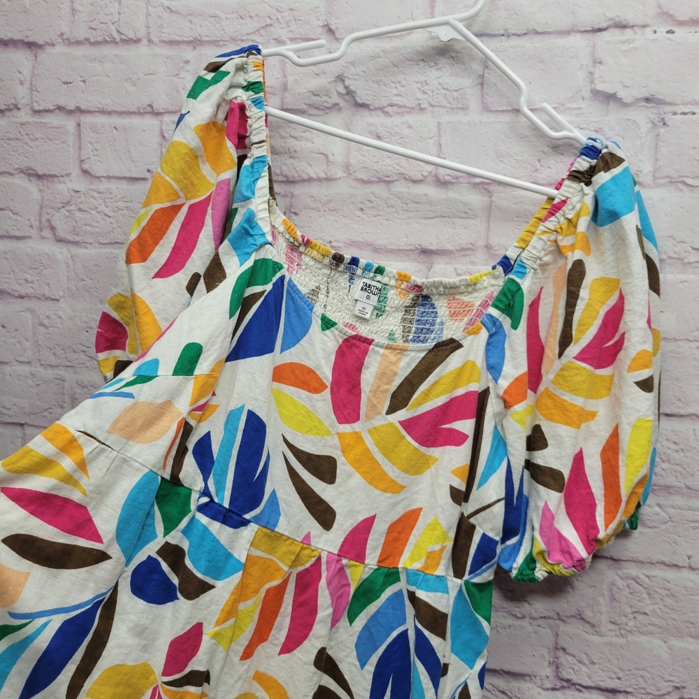 Tabitha Brown Target Tropical Smock Mini Dress 1X Pocket Boho Artsy Resortwear‎ - Picture 4 of 10